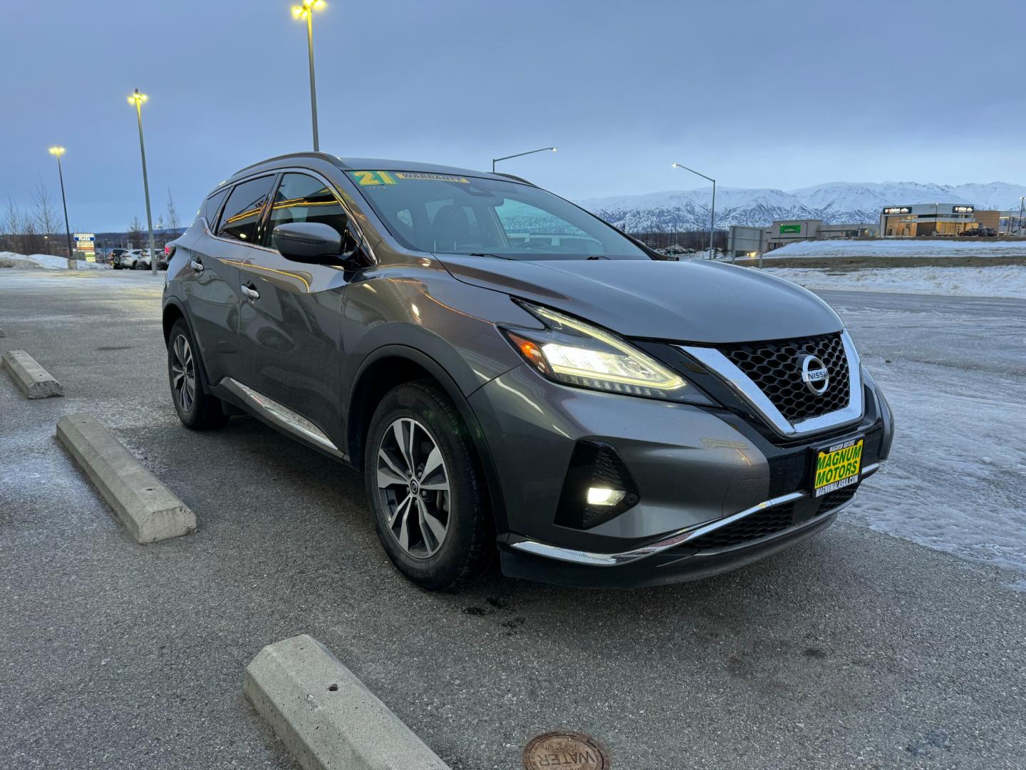 2021 Gray /Black Nissan Murano SV AWD (5N1AZ2BS1MC) with an 3.5L V6 DOHC 24V engine, CVT transmission, located at 1960 Industrial Drive, Wasilla, 99654, (907) 274-2277, 61.573475, -149.400146 - Photo#7